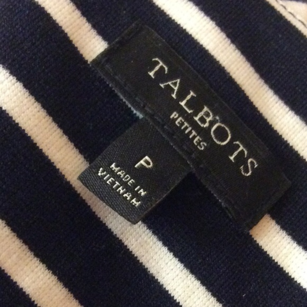 TALBOTS NAVY AND WHITE STRIPED DRESS - Picture 3 of 4